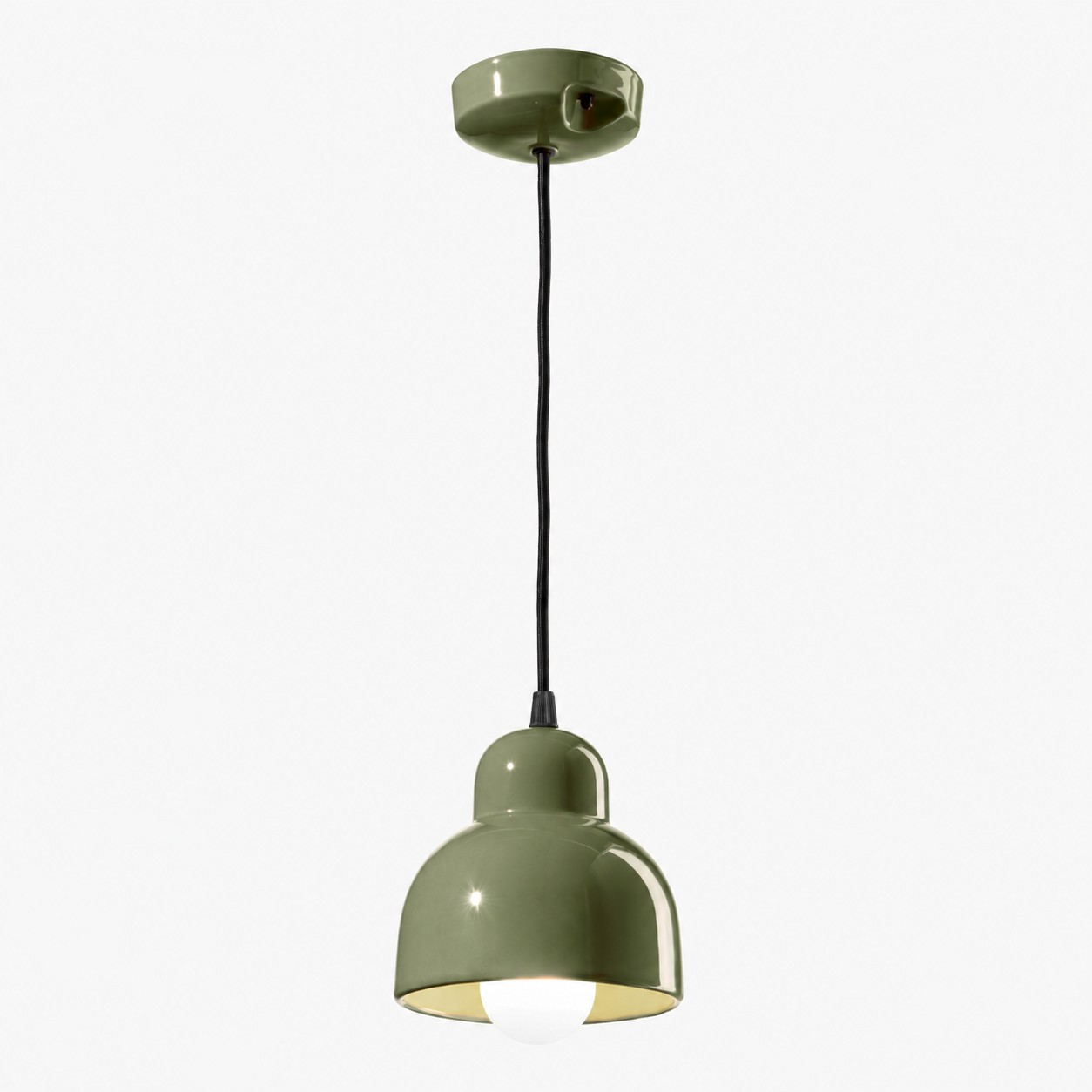Olive Green Berimbau ceramic pendant lamp
