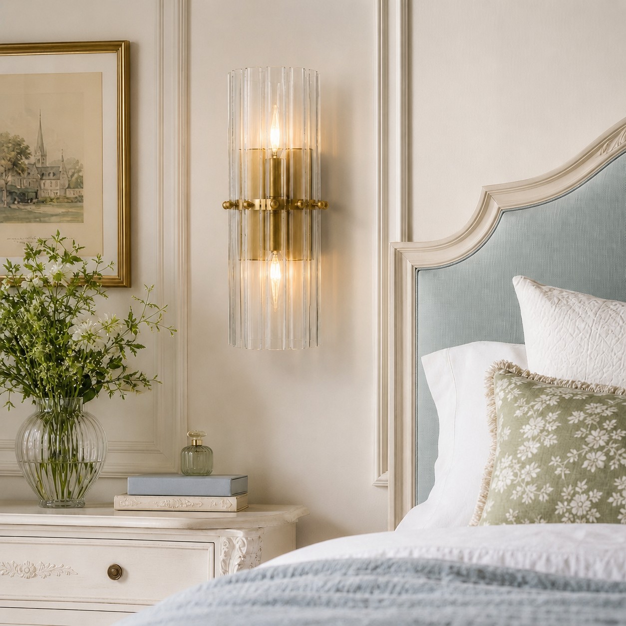 Lumora-Wandleuchte in einem Schlafzimmer