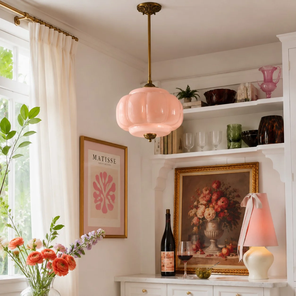 Eloise pink+brass room scene