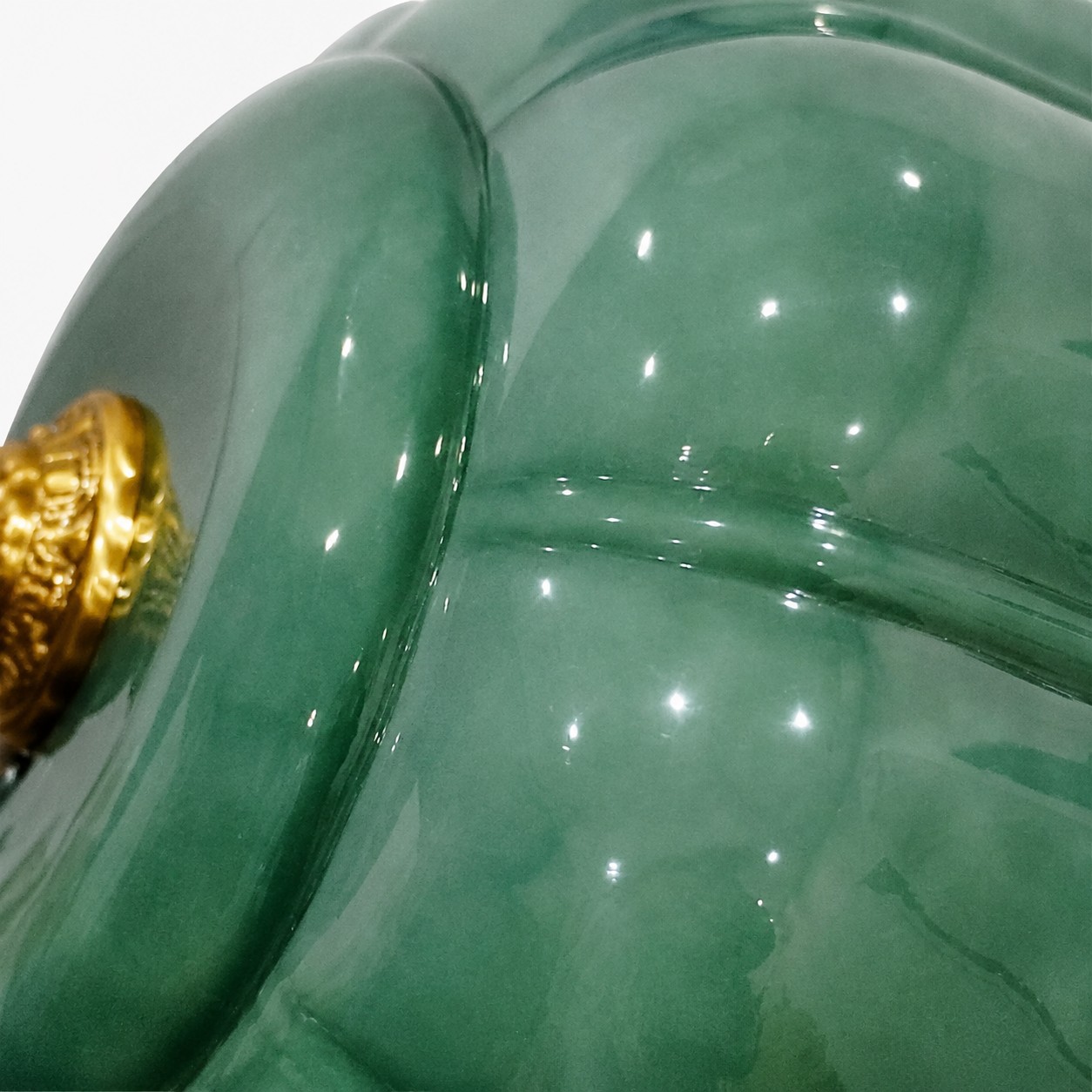 Close view of green ribbed glass texture
