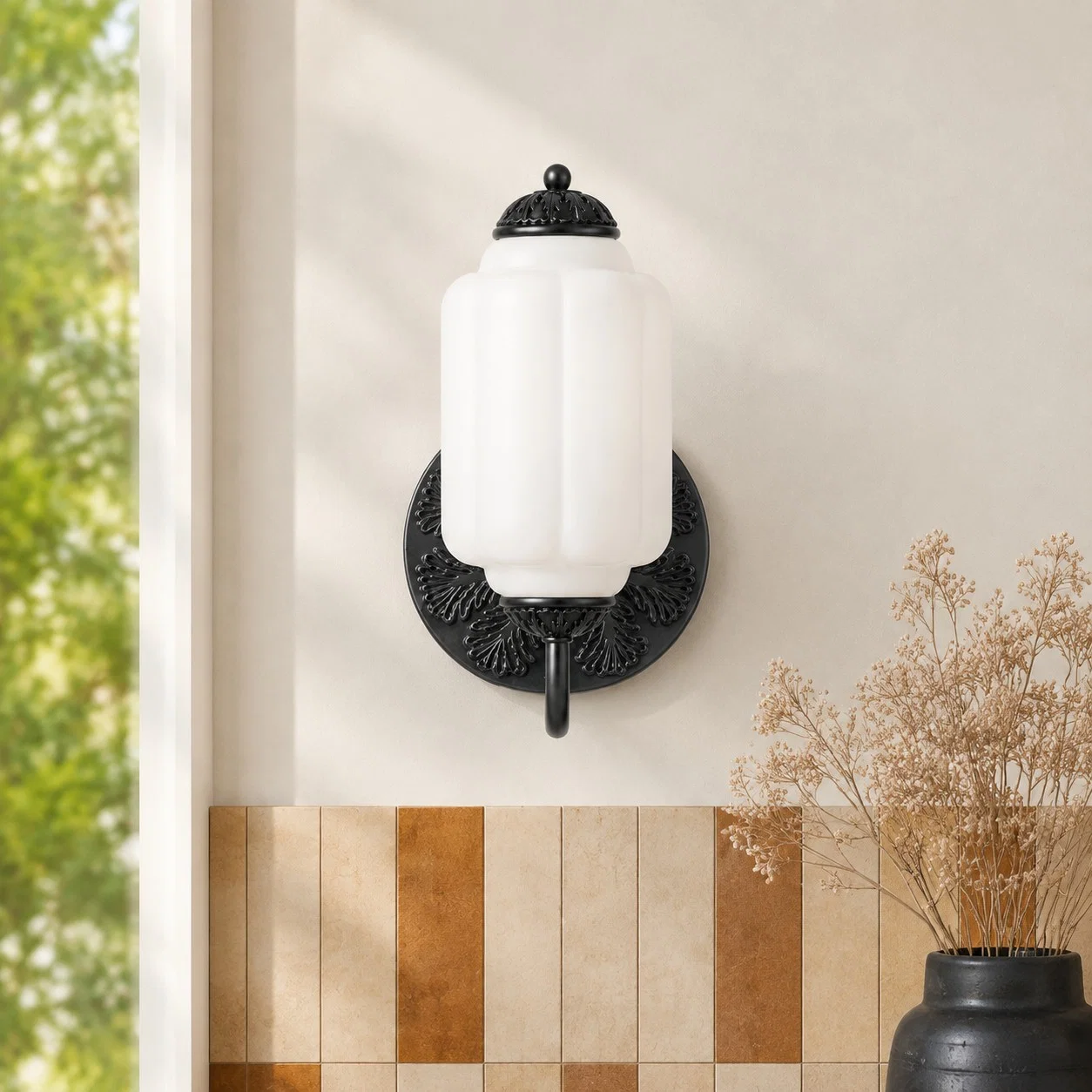 White Eloise wall sconce casting focused bedside light