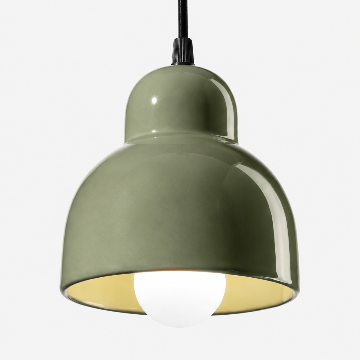 Glossy ceramic shade and globe detail