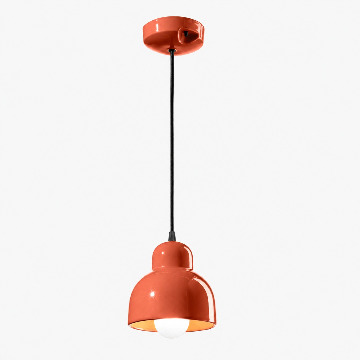 Orange Berimbau ceramic pendant lamp