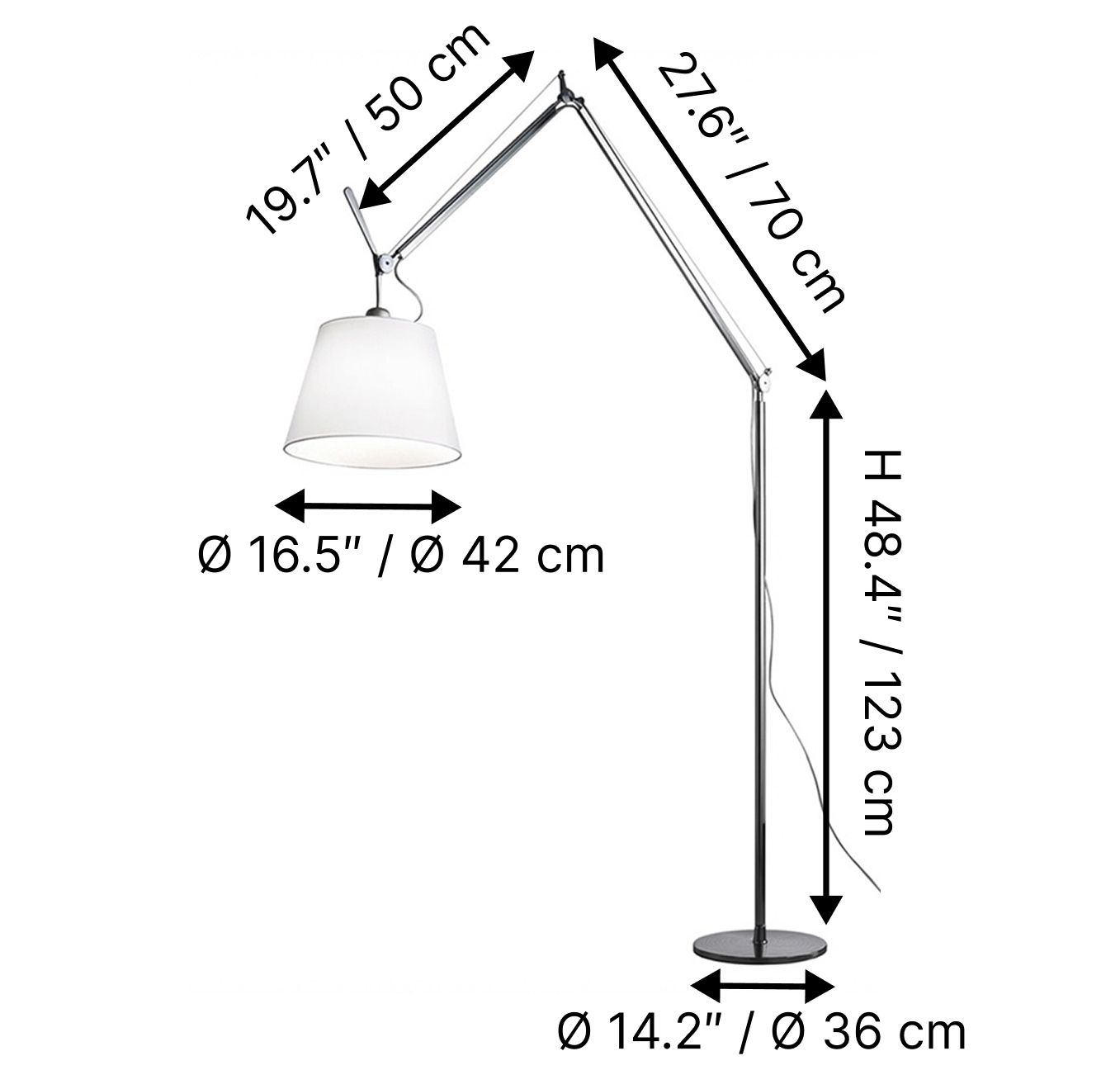 Dimensions for 42 cm shade