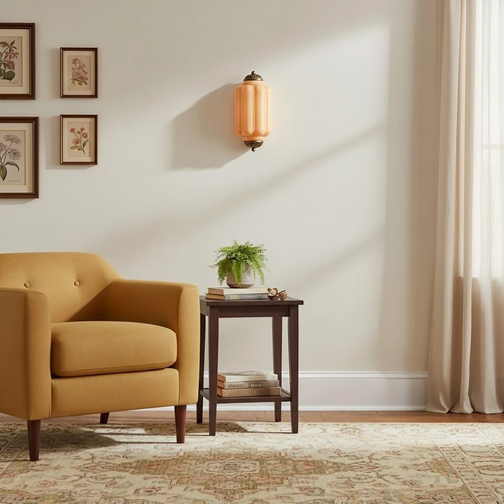 Orange Eloise glass wall lamp in a warm sitting room