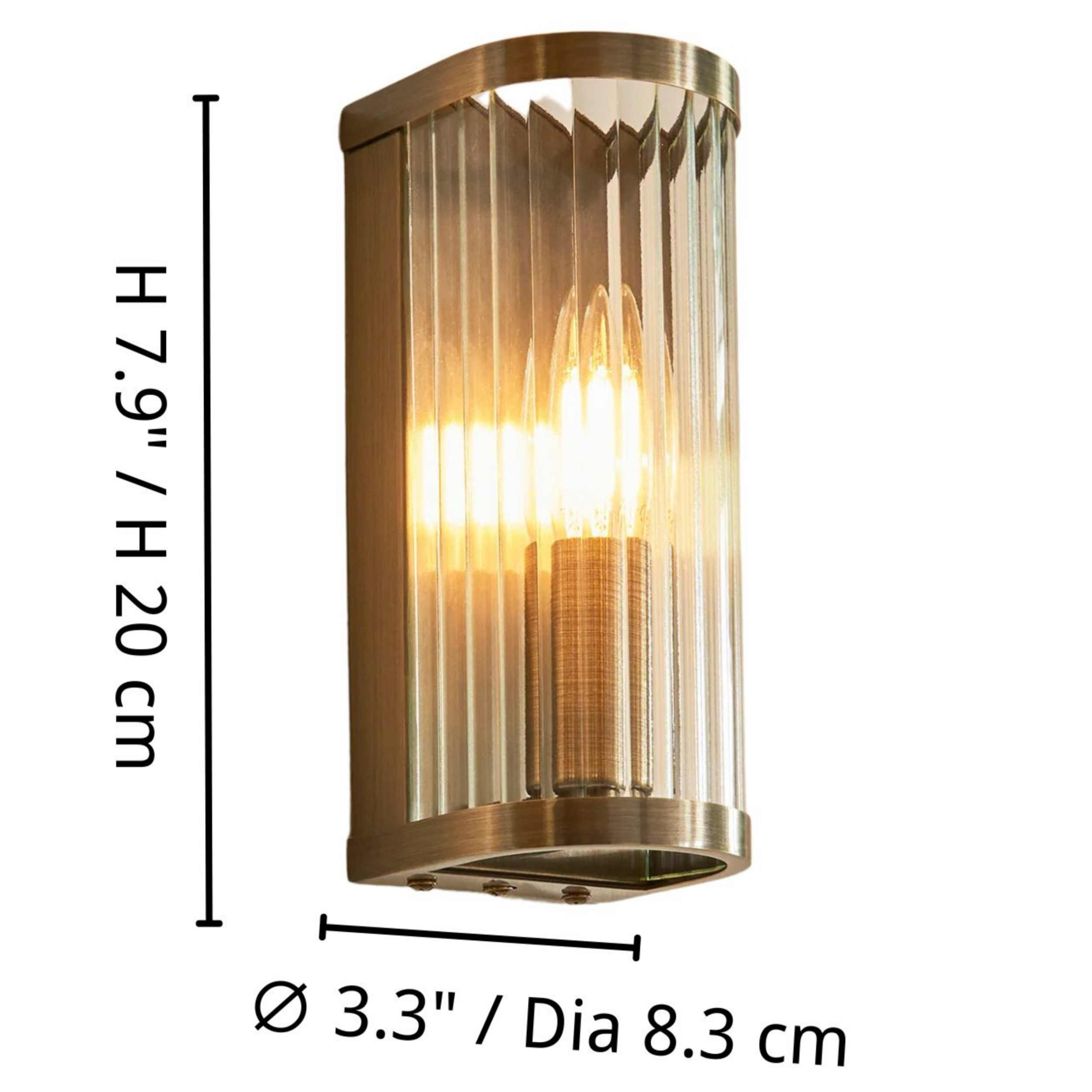 RibGlow wall light dimensions for the 20 cm model