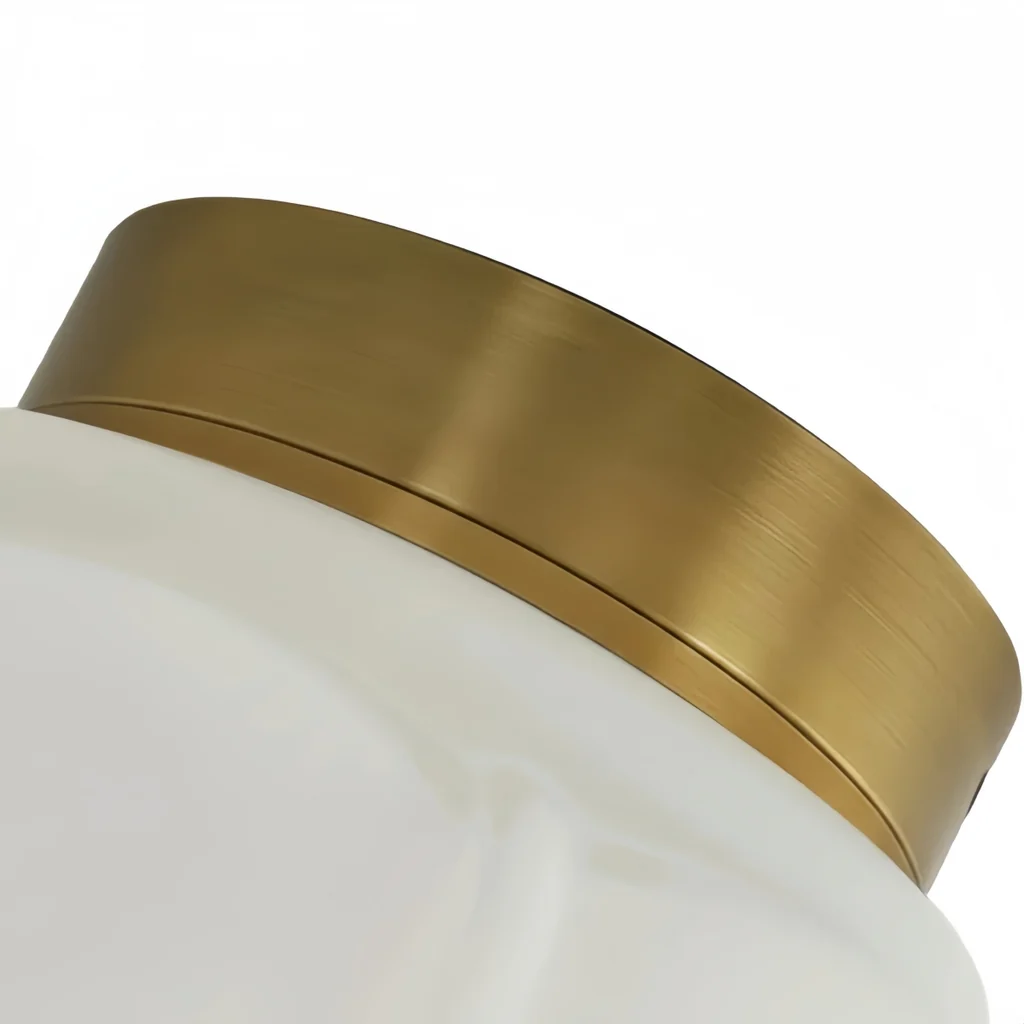 Brushed brass canopy and milk glass shade