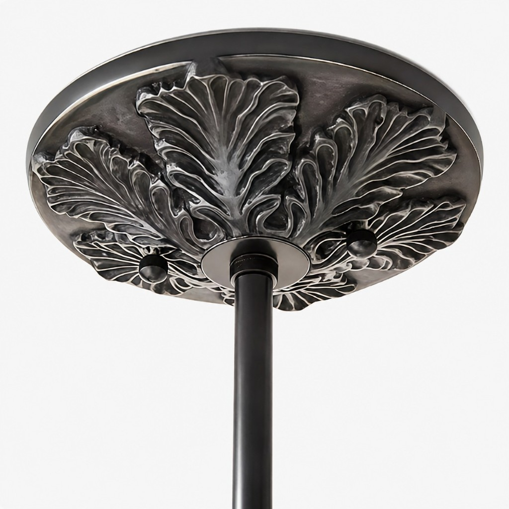 Leaf-patterned ceiling canopy and suspension rod