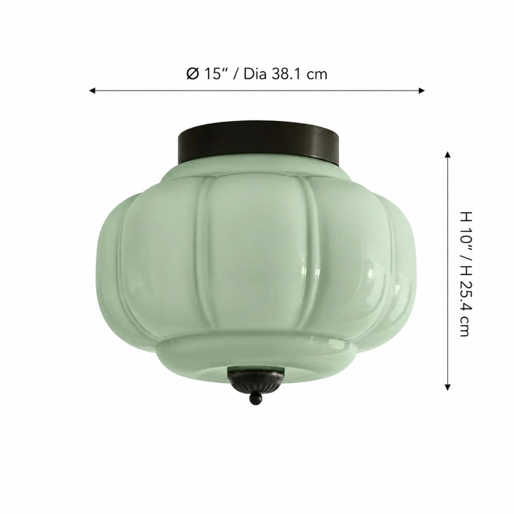 Eloise semi-flush ceiling lamp dimensions, diameter 38.1 cm and height 25.4 cm