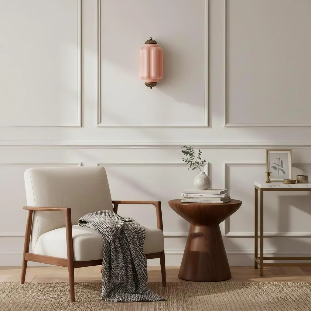 Pink Eloise glass wall lamp in a living room