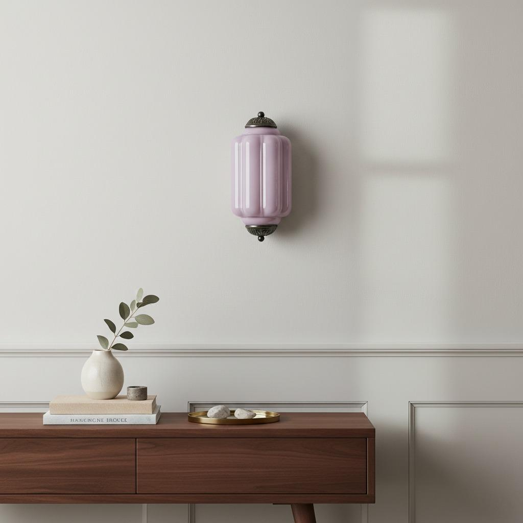 Lavender Eloise glass wall lamp on a paneled wall