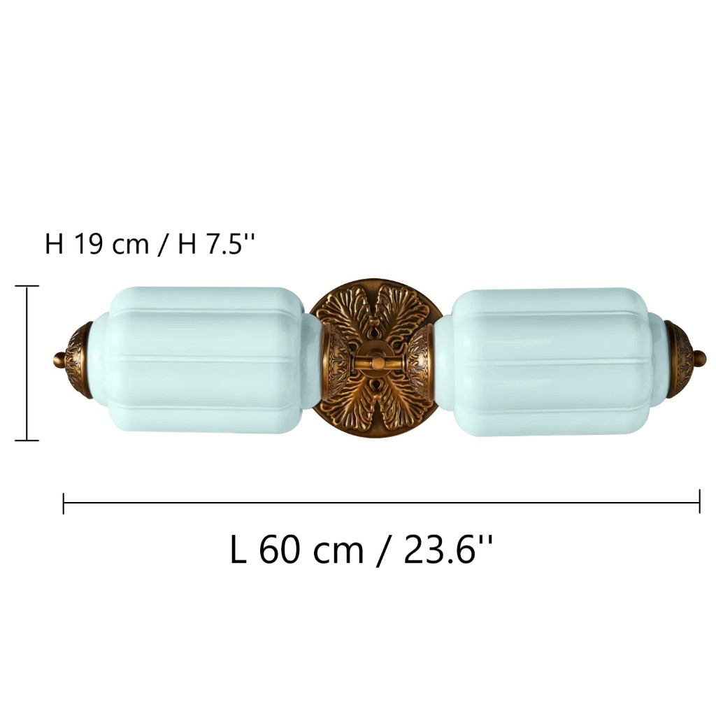 Eloise wall lamp dimensions, length 60 cm and height 19 cm