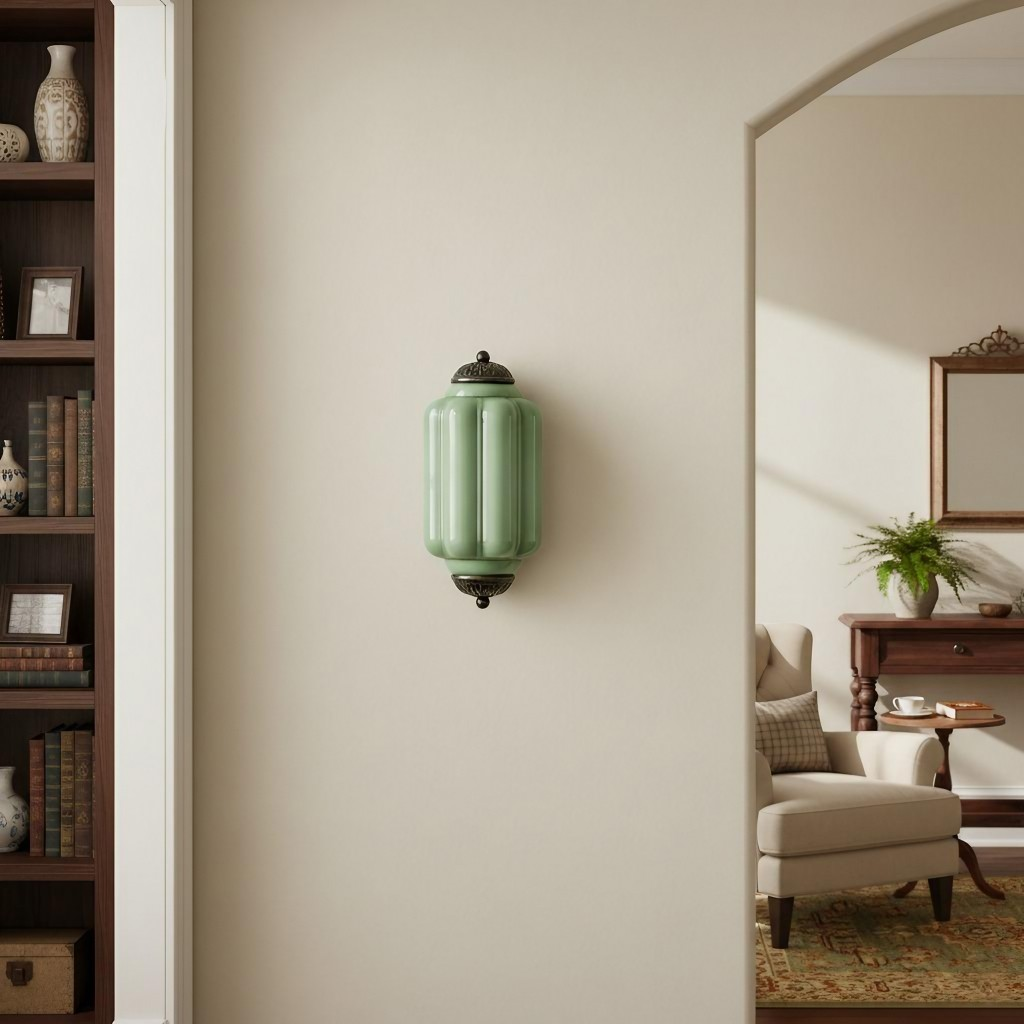 Green Eloise glass wall lamp in a bright interior