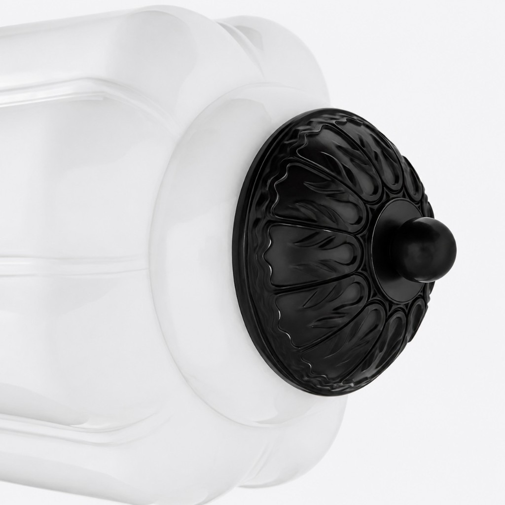 Fluted milk glass shade and matte black metal end cap