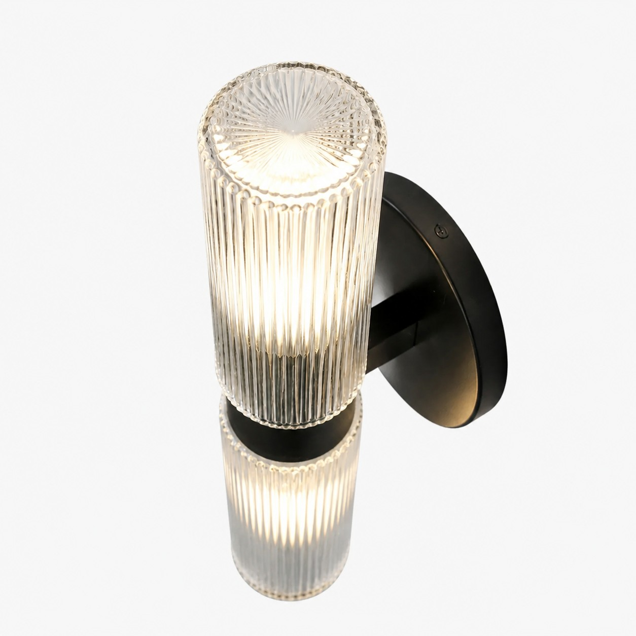 Clear ribbed glass and matte black detail