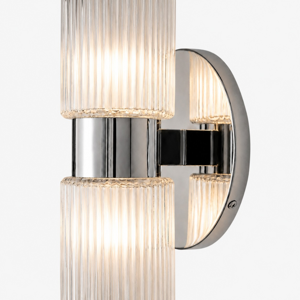Clear ribbed glass and polished nickel detail