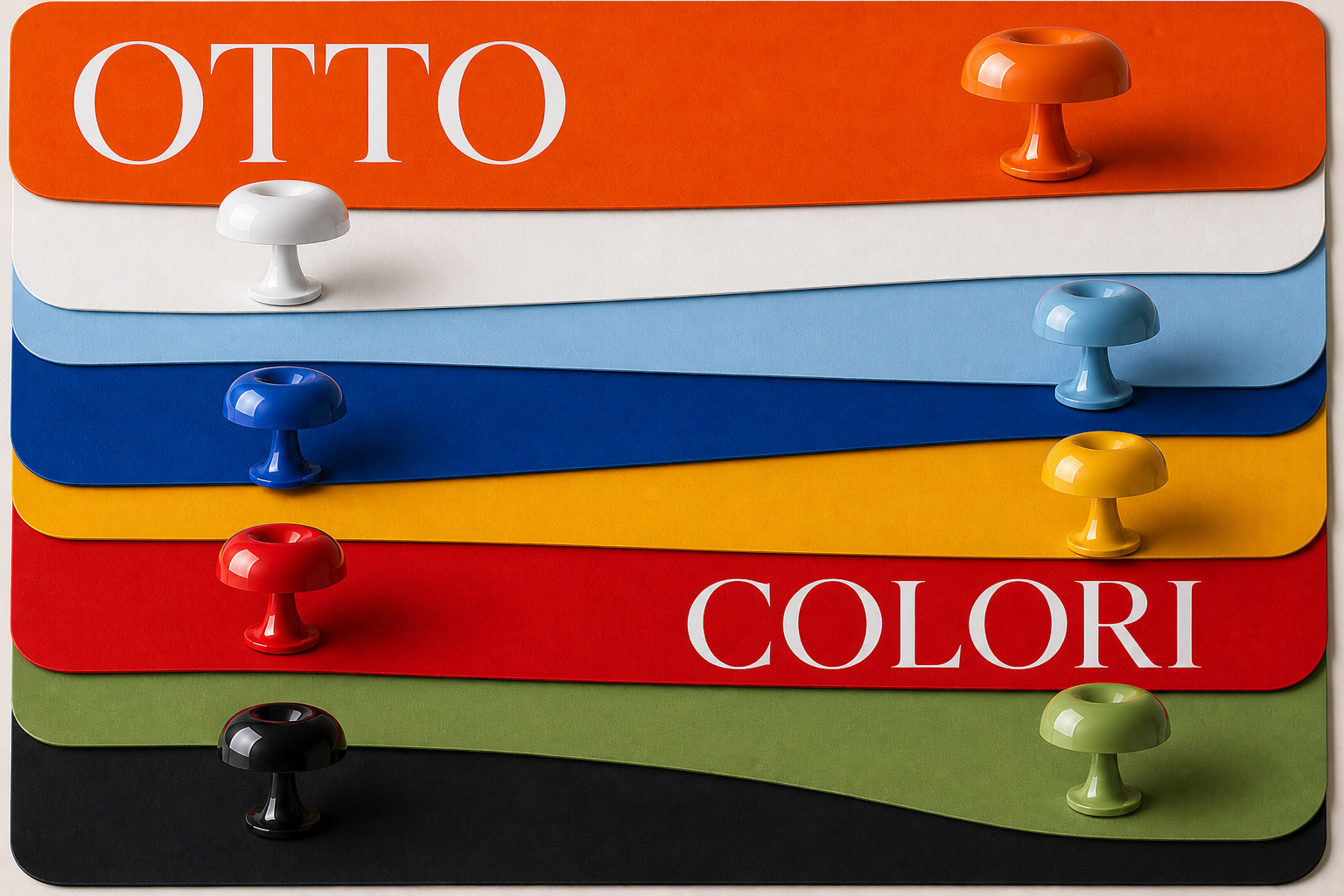 Lampada da tavolo Nessino a fungo in otto campioni di colore