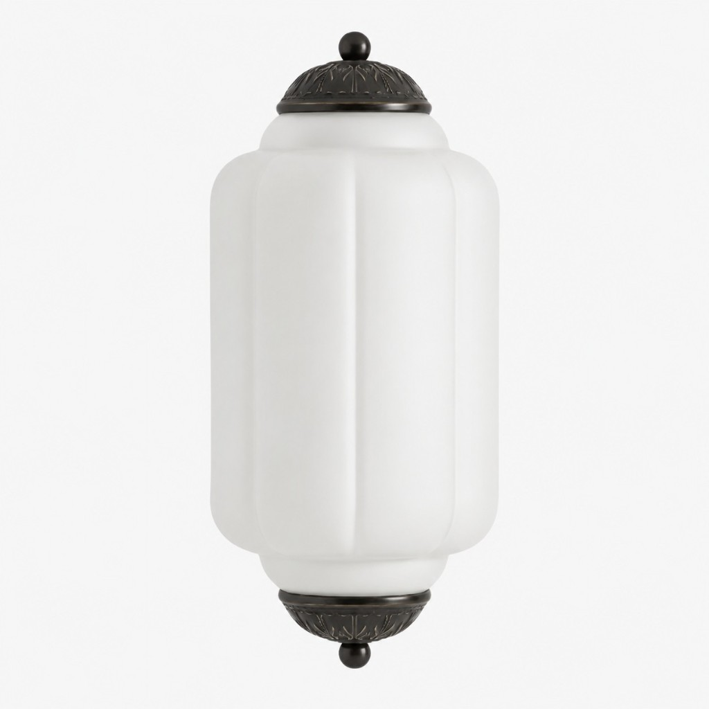 Eloise frosted glass wall lamp with black caps