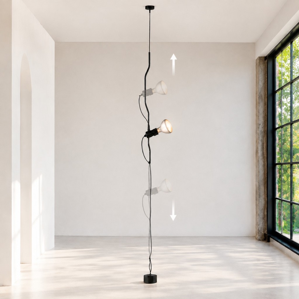Height-adjustable lamp positions along the cable