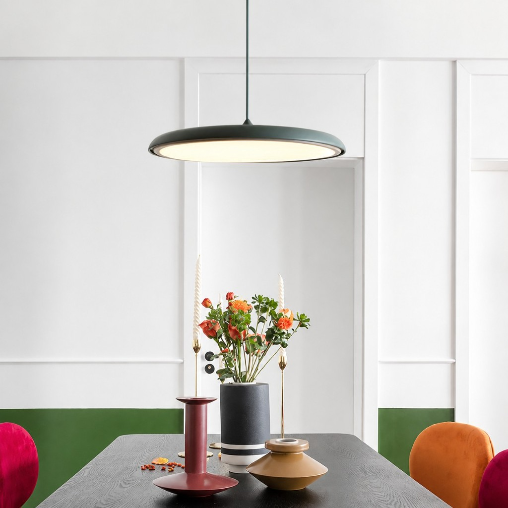Green Macaron pendant over a dining table
