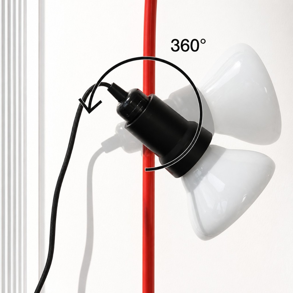 Lamp head rotating 360 degrees around the tube