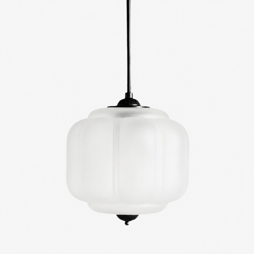 Eloise frosted glass pendant with black caps
