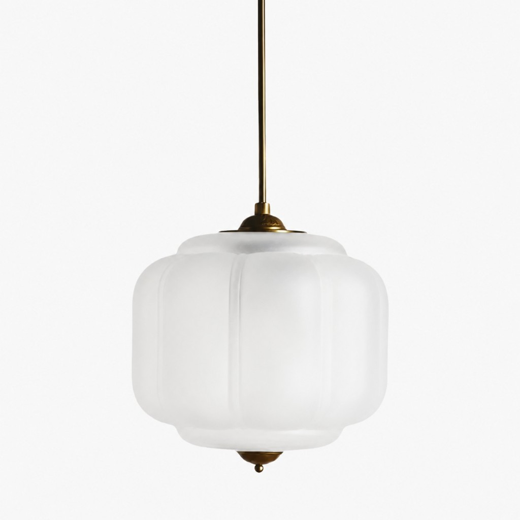 Eloise frosted glass pendant with brass caps