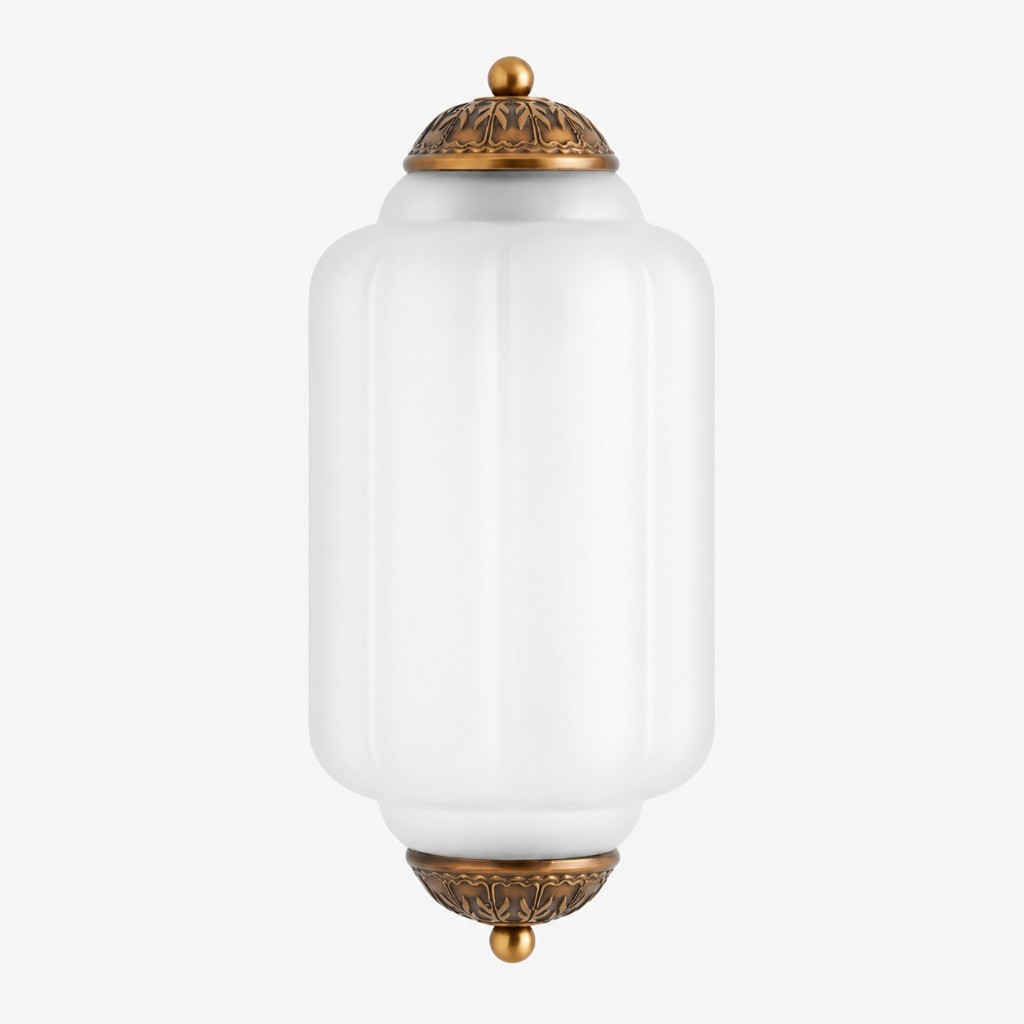 Eloise frosted glass wall lamp with brass caps
