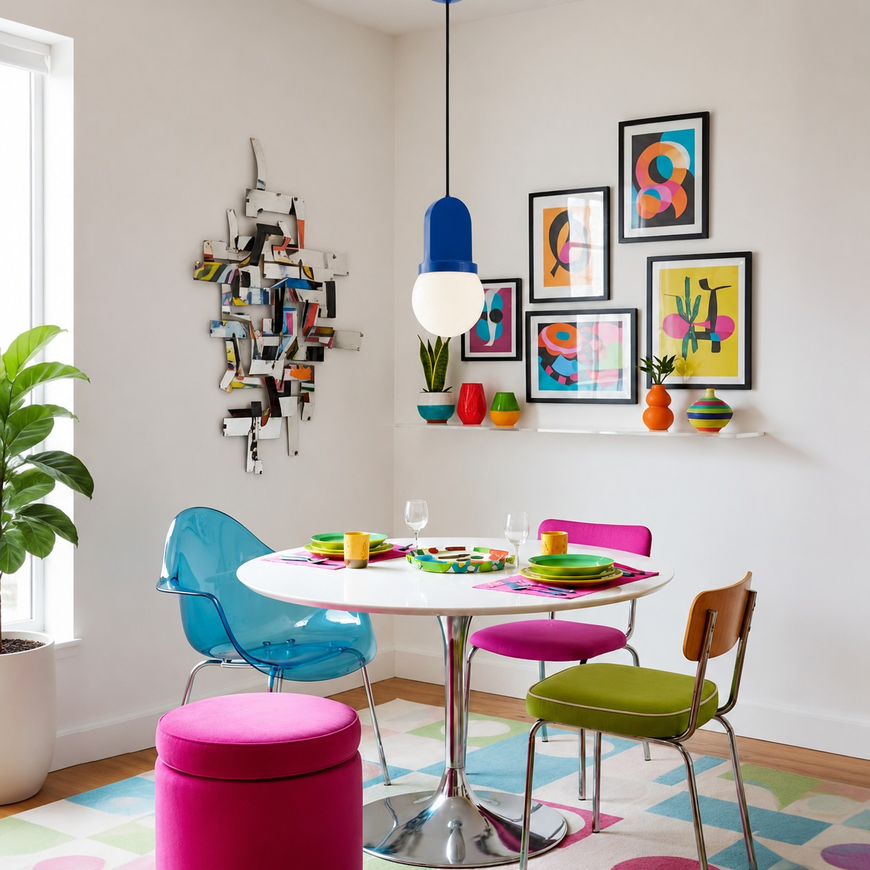 Sculptural ceramic pendant lamp in a modern living space