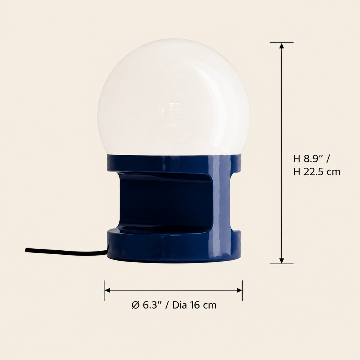 HABEA dimensions: diameter 16 cm and height 22.5 cm