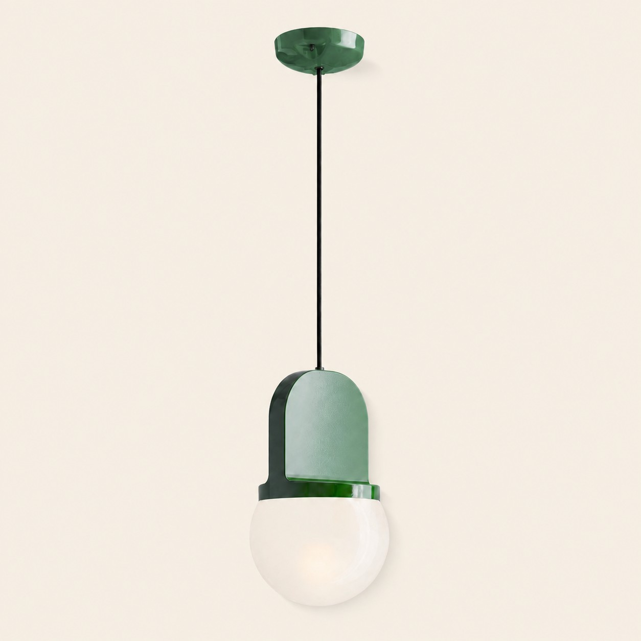 Green sculptural pendant lamp