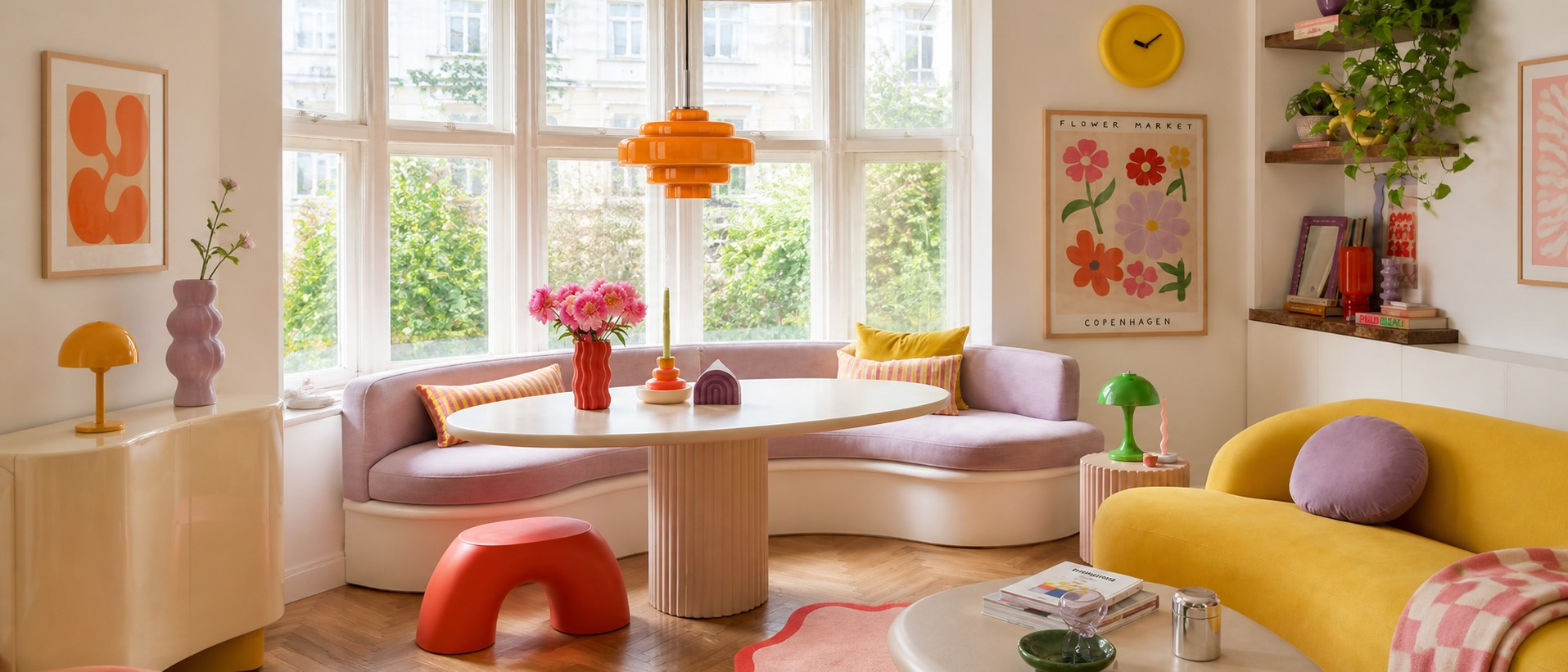 Koloro colorful glass wall lights in an interior