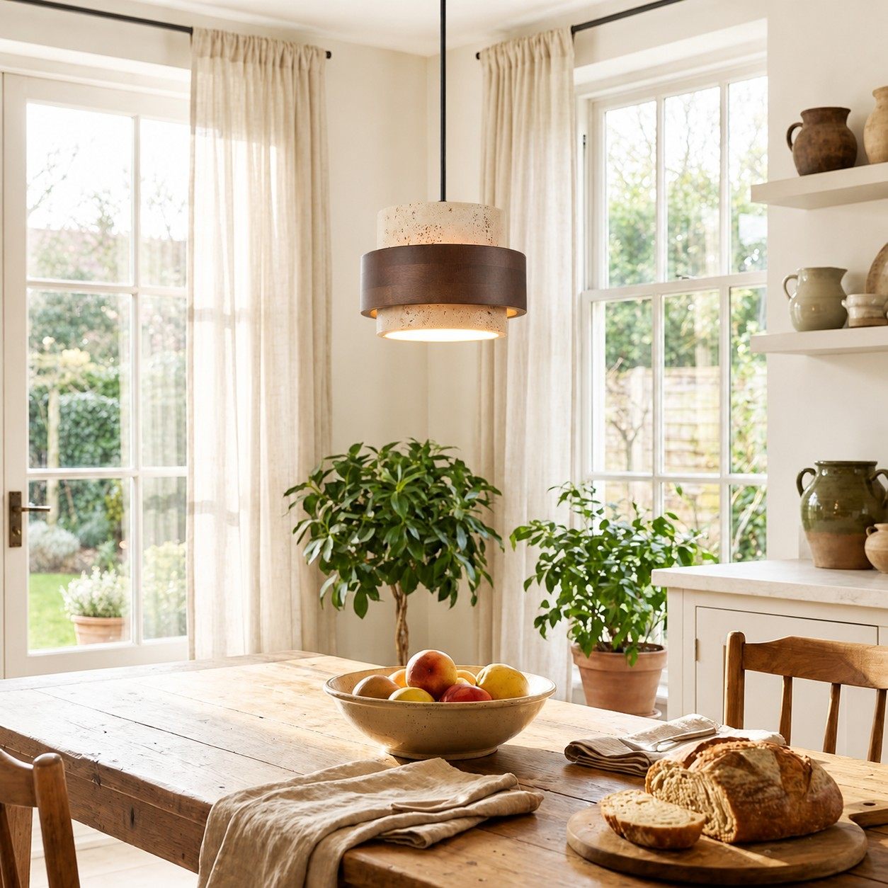 Stonel pendant lamp in a bright dining room