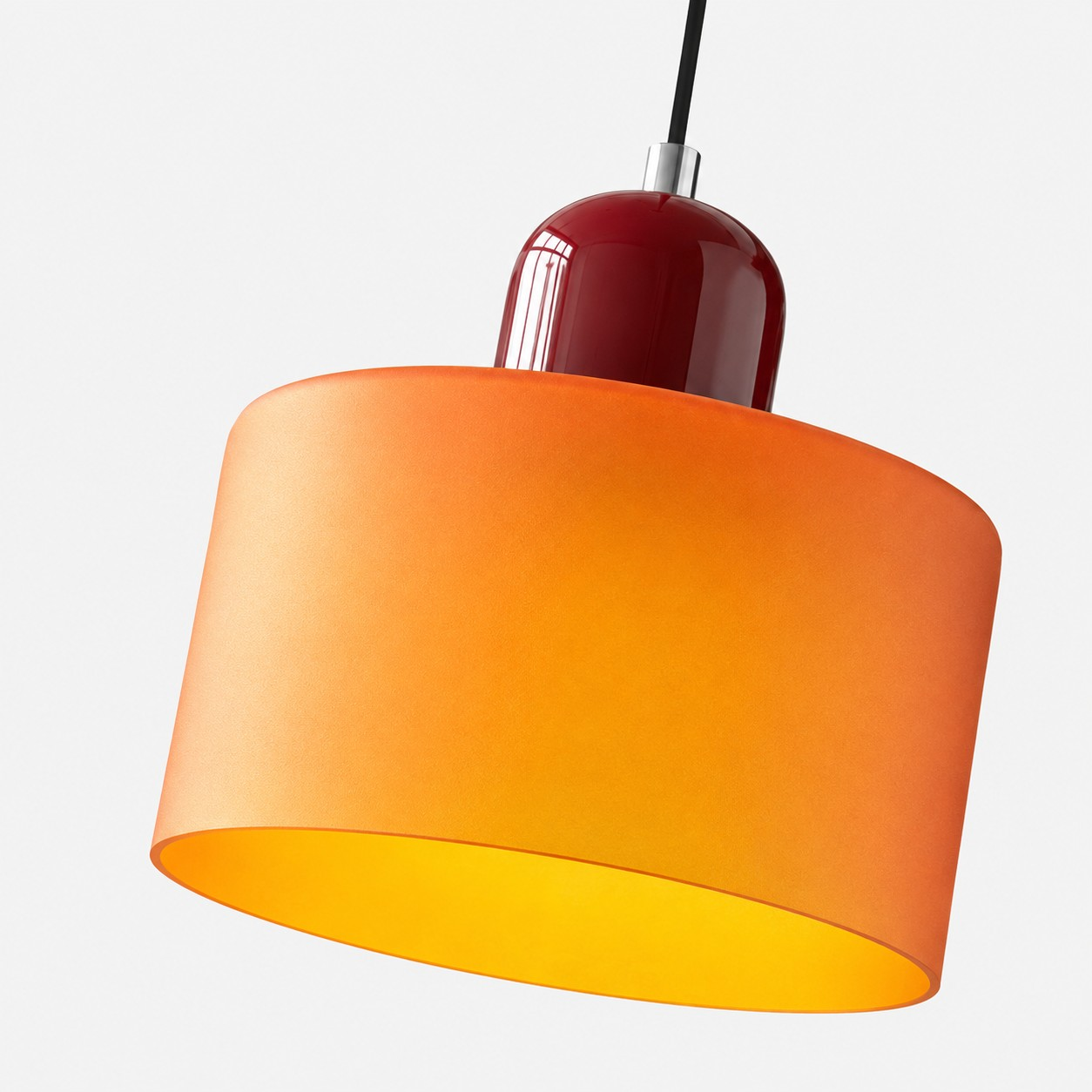 Orange glass shade and red glass cap detail