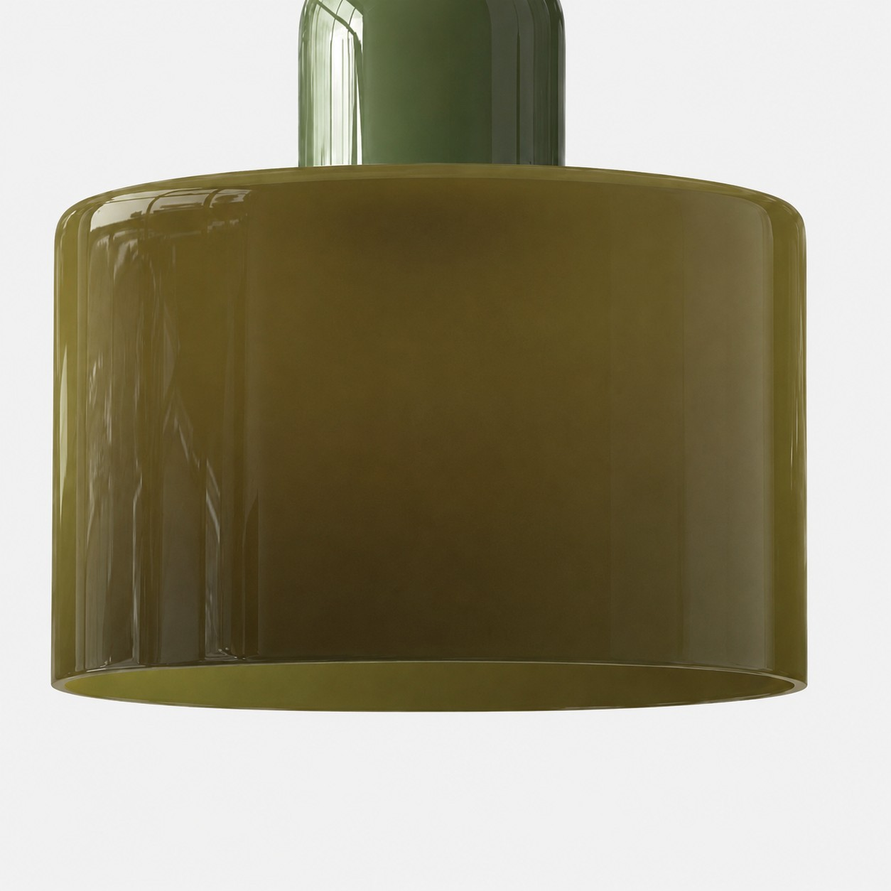 Rounded green glass drum shade detail