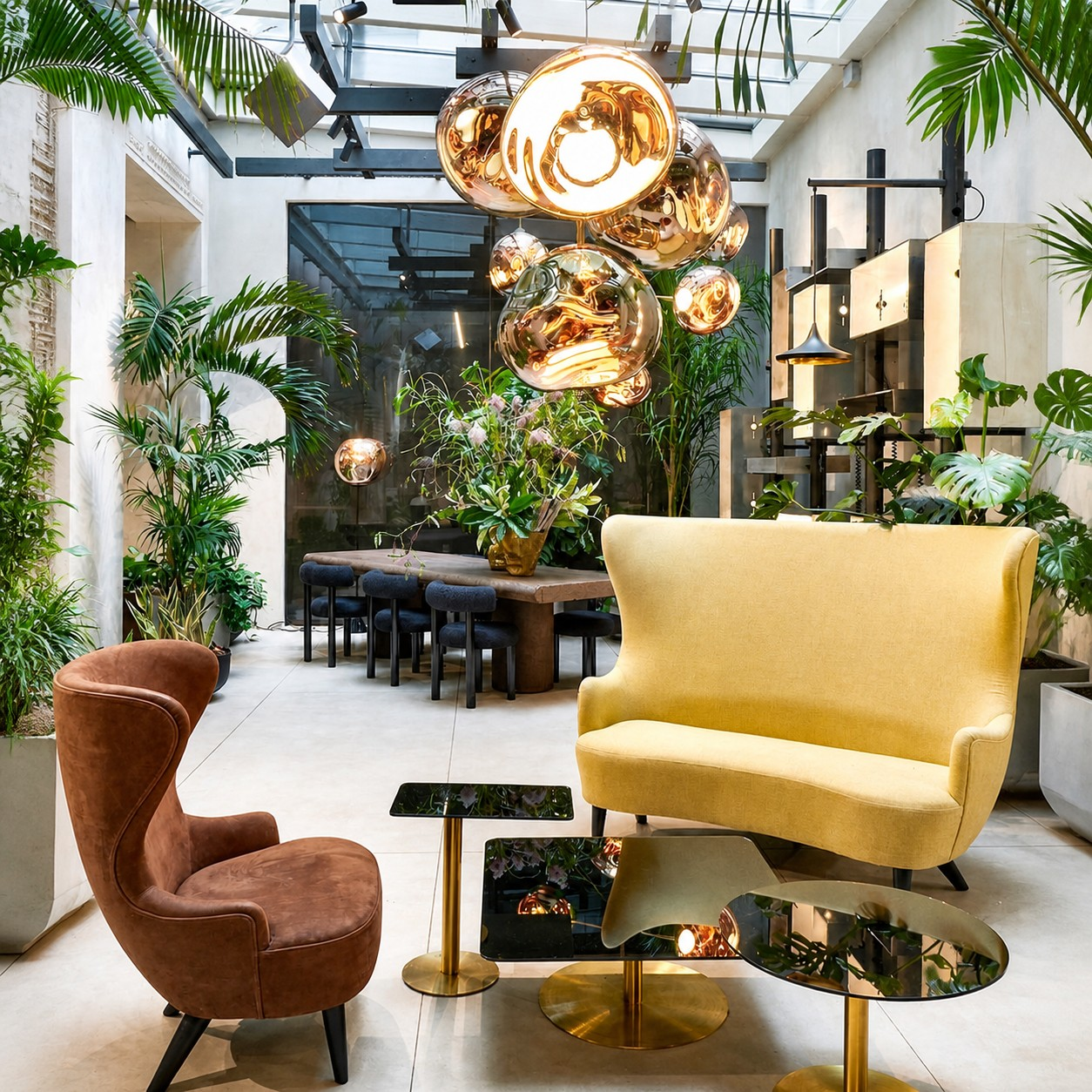 Ambientazione interna con il lampadario rotondo Modern Lava