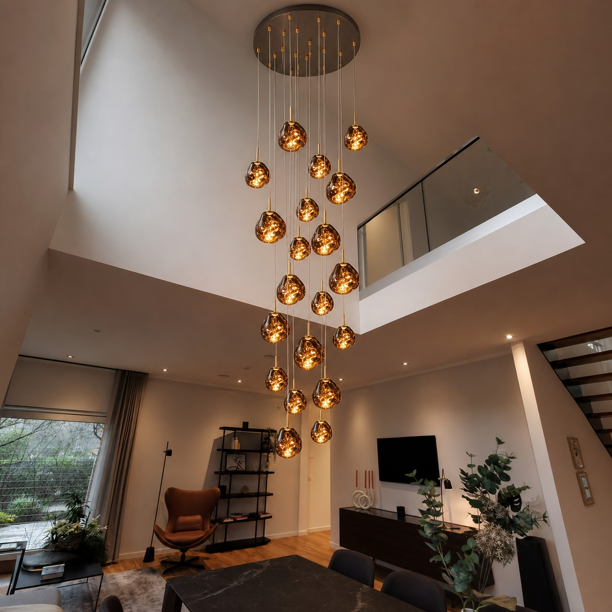 Ambientazione interna con il lampadario rotondo Modern Lava