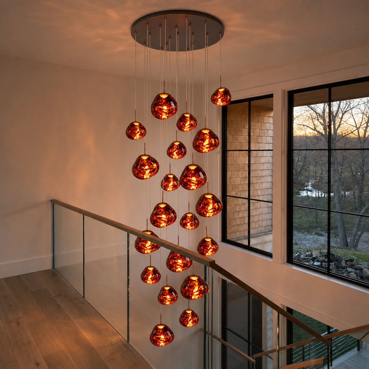 Ambientazione interna con il lampadario rotondo Modern Lava