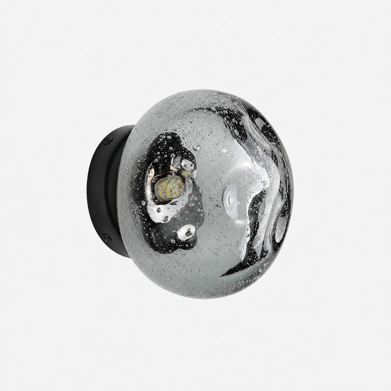 Smoke gray bubble crystal globe wall lamp