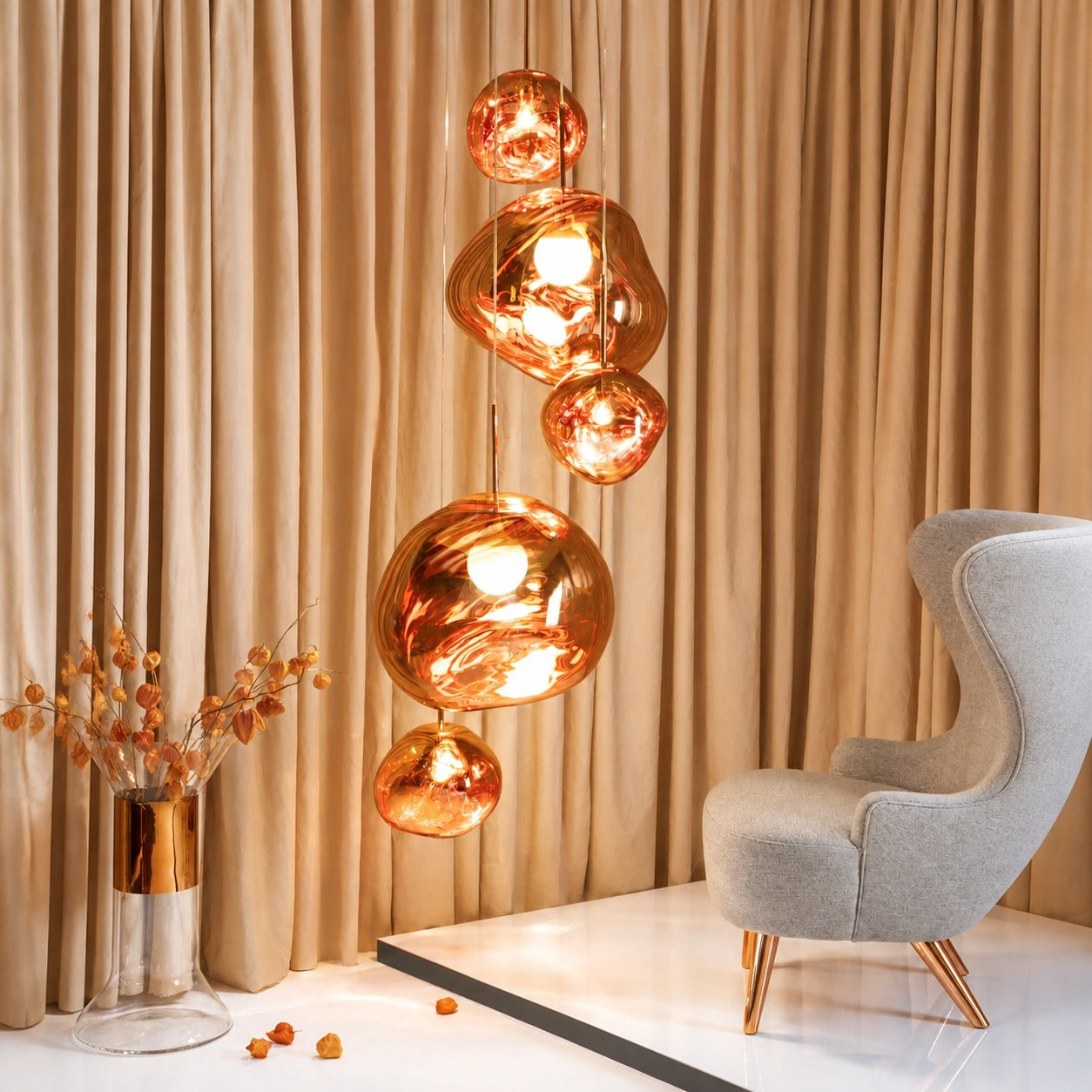 Ambientazione interna con il lampadario rotondo Modern Lava