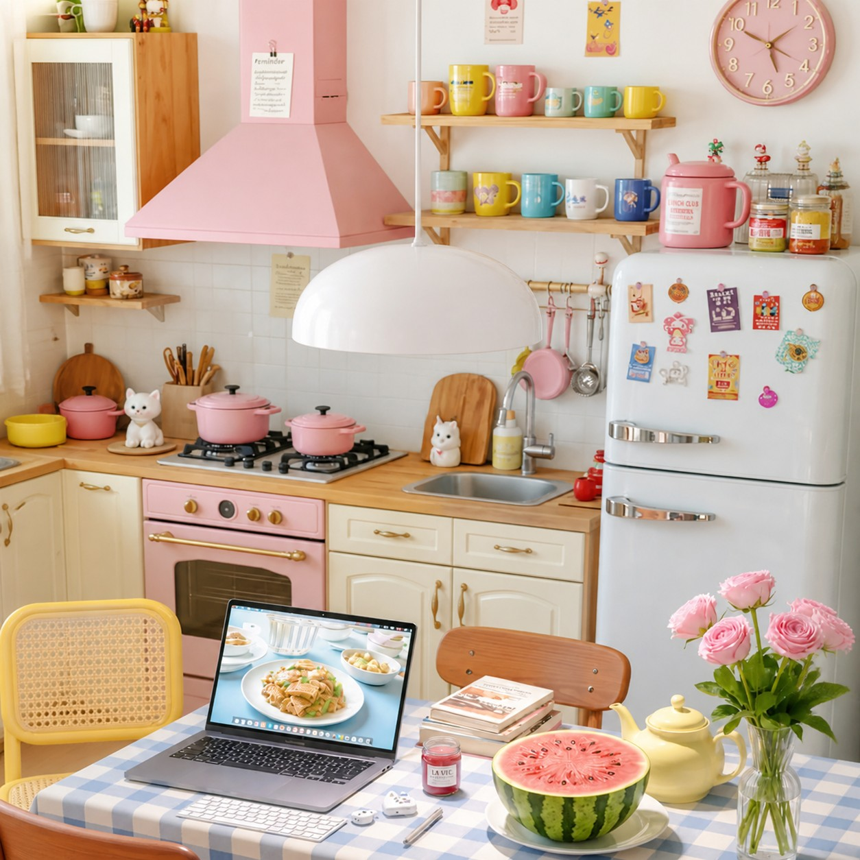 White Pangen pendant lamp in a colorful kitchen