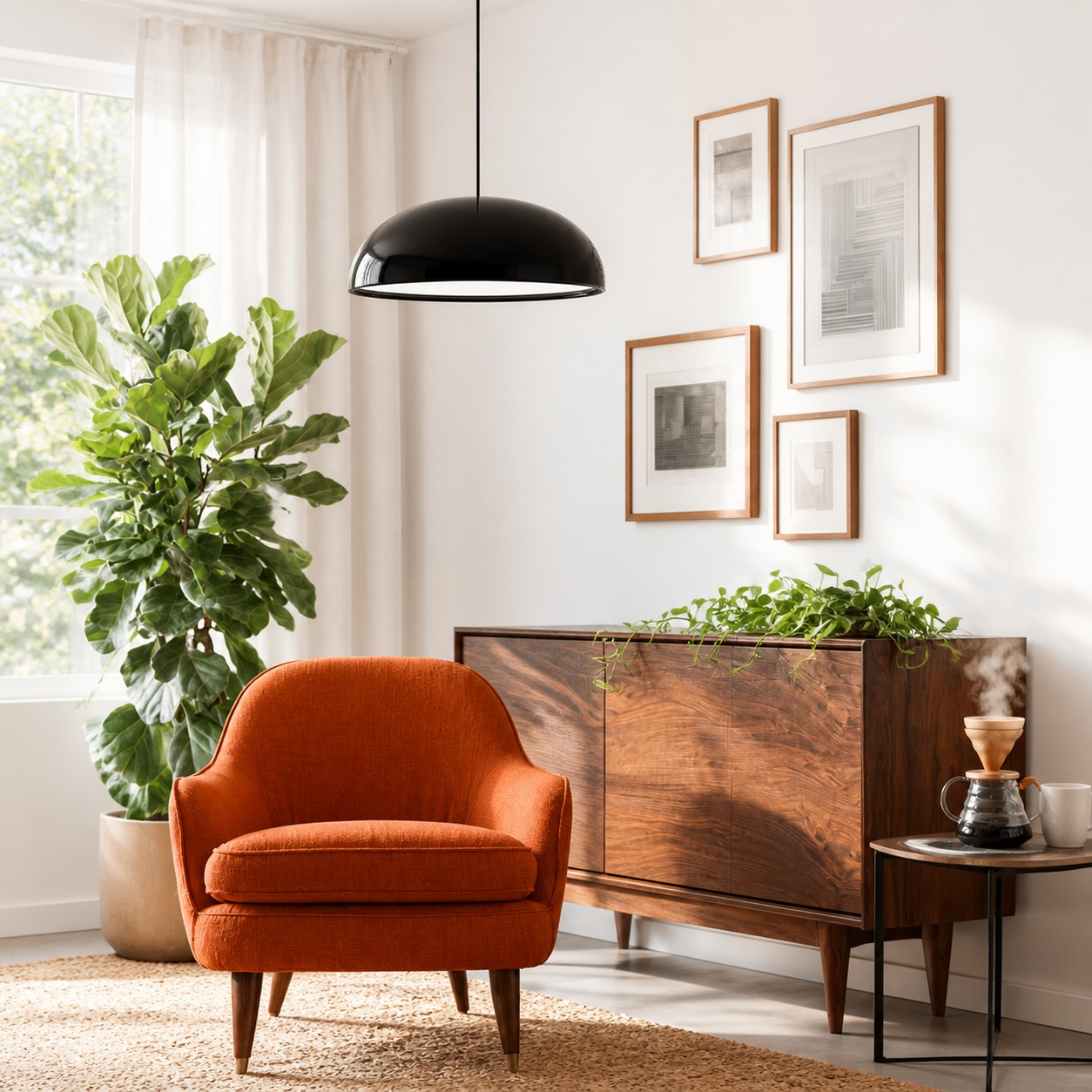 Black Pangen pendant lamp in a modern living space