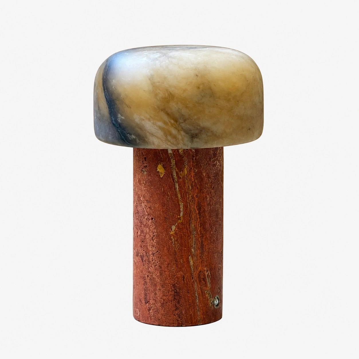 table lamp with Brown Dolomite shade and Red Travertine base