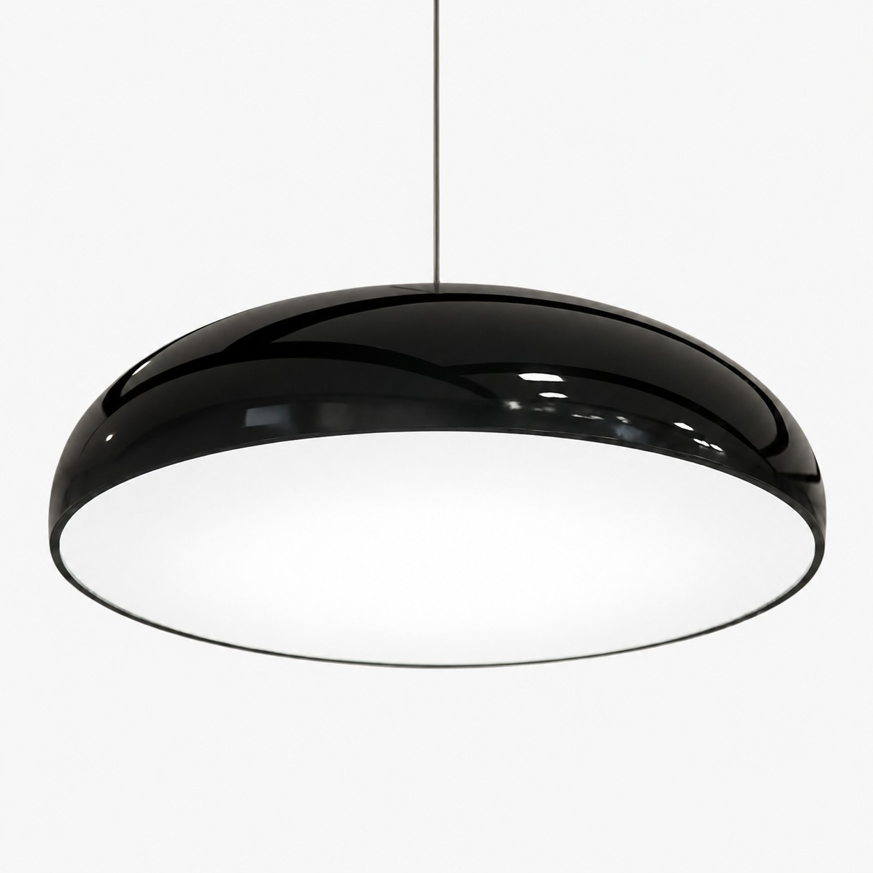 Lampada a sospensione Pangen nera con diffusore illuminato