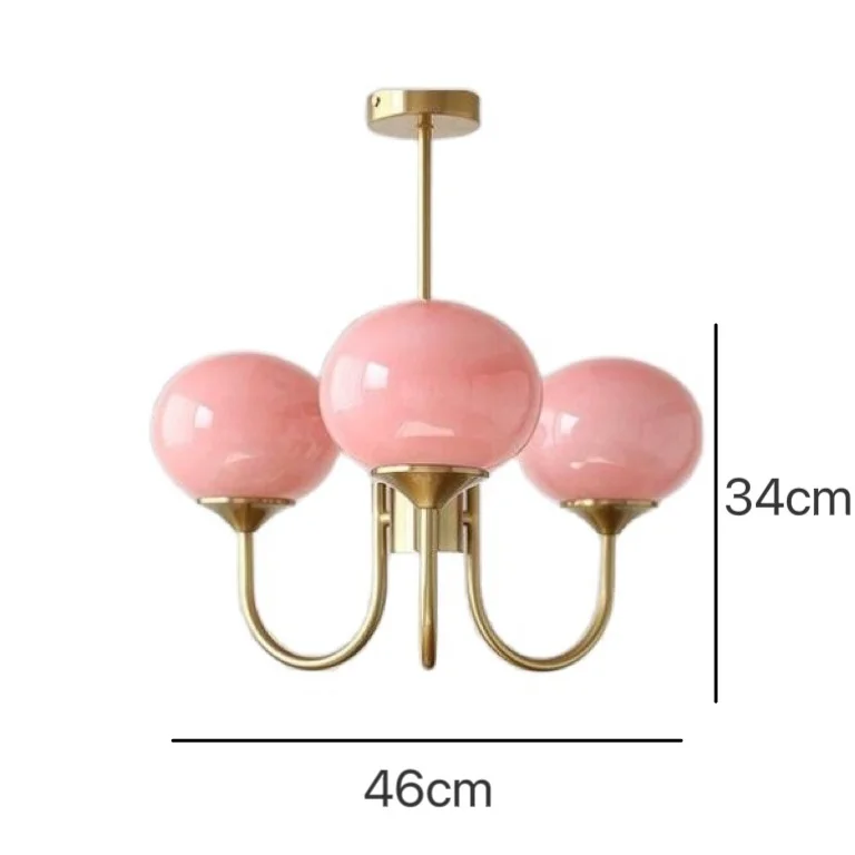 Marshmallow three-light chandelier dimensions: W 46 cm × H 34 cm