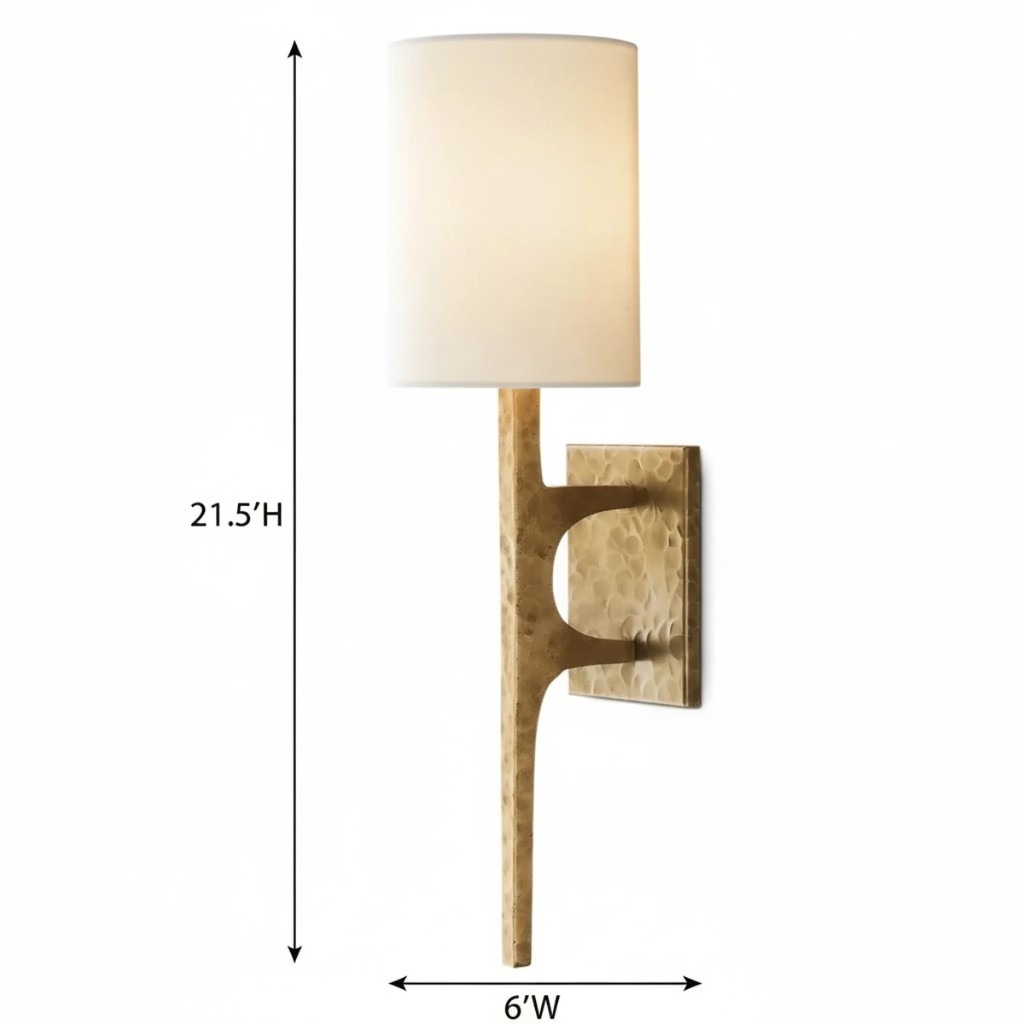 Texturoc wall sconce W 6.0″ × D 7.0″ × H 21.5″ / W 15.2 cm × D 17.8 cm × H 54.6 cm
