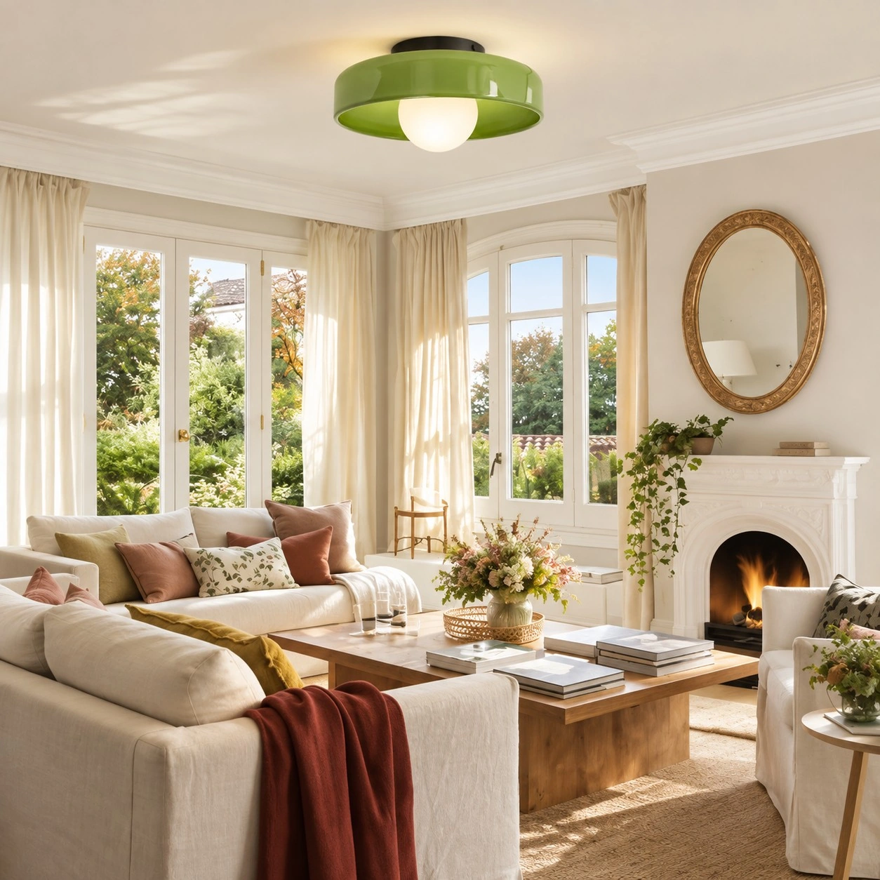 Morandic light green ceiling light in an interior
