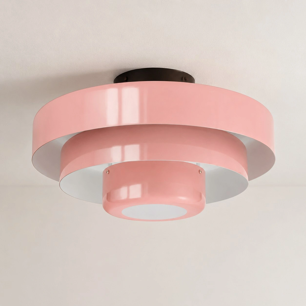 Veleora three-tier ceiling lamp in pink