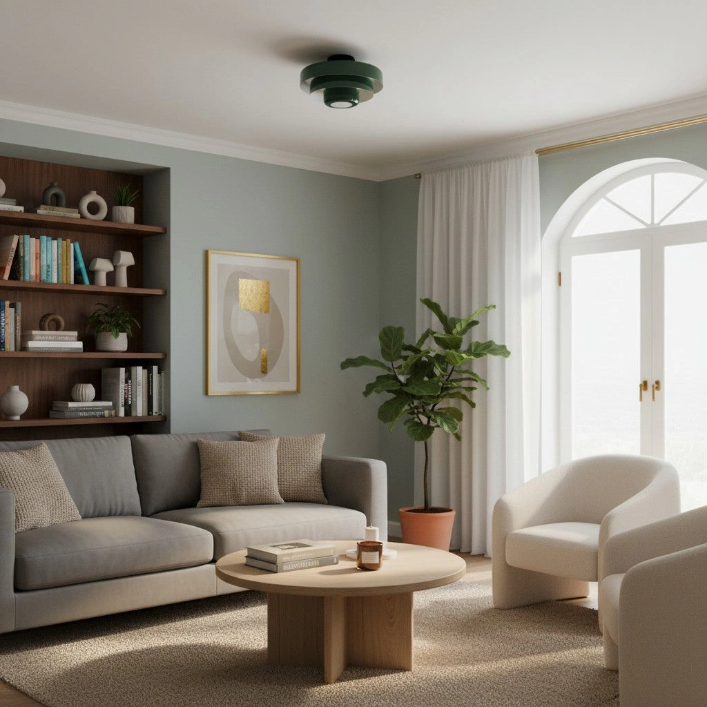 Veleora green ceiling lamp in a living or dining space