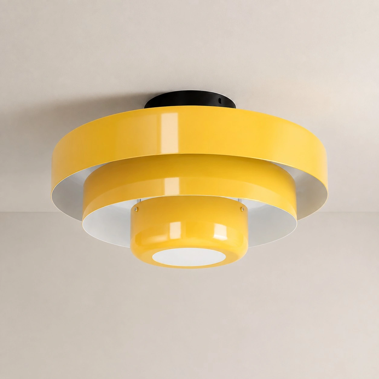 Veleora three-tier ceiling lamp in yellow